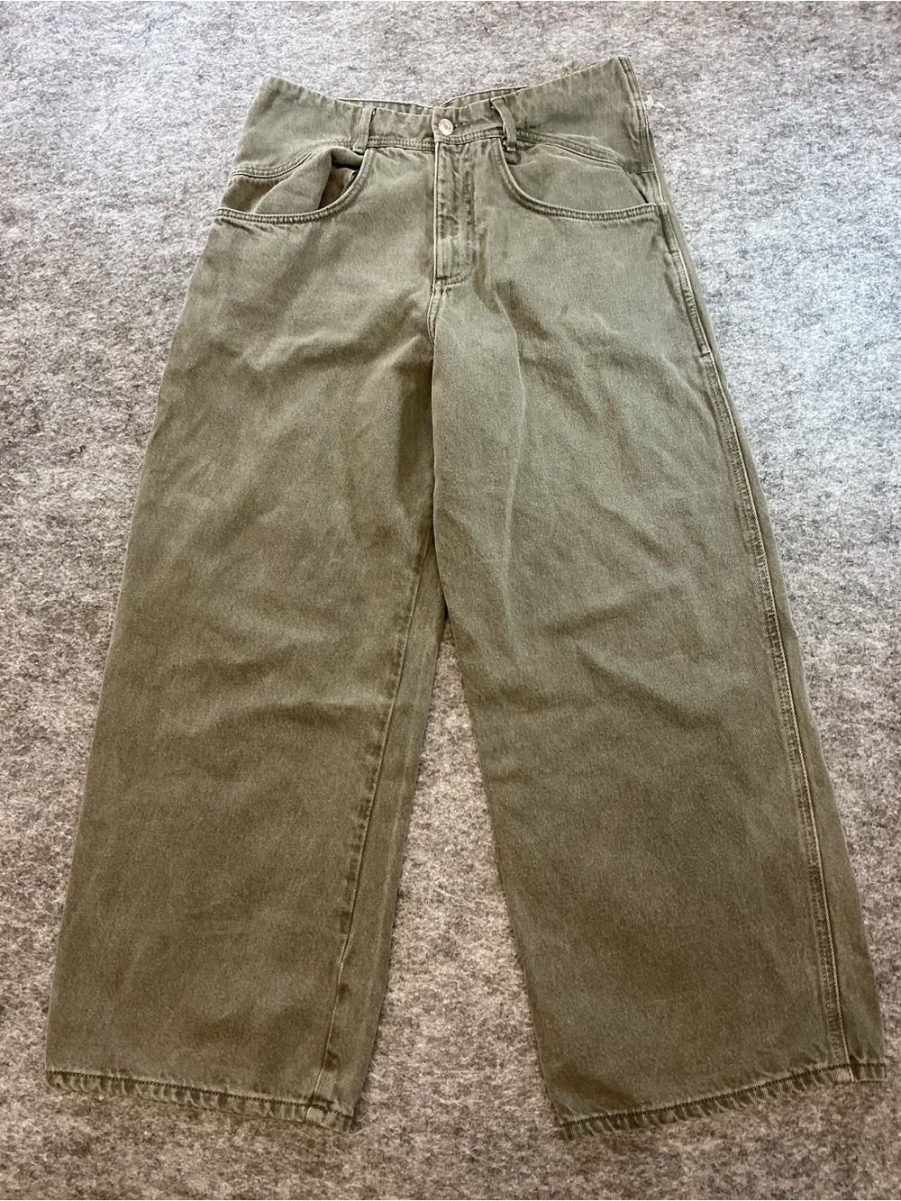 Zara Wide-Leg Utility Pants in Olive Green Size 30 - Picture 1 of 4